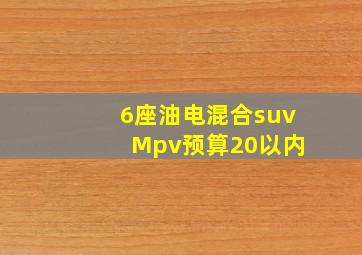 6座油电混合suv Mpv预算20以内